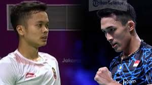 Tunggal putra indonesia anthony sinisuka ginting (kanan) dan jonatan christie. Hasil Fuzhou China Open 2018 Sengit Anthony Sinisuka Ginting Kalahkan Jonatan Christie Tribun Batam
