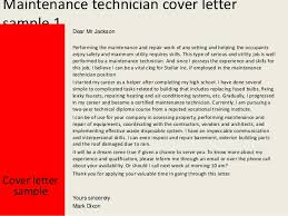 Maintenance Technician Cover Letter