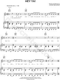 Check spelling or type a new query. Outkast Hey Ya Sheet Music In C Major Transposable Download Print Sku Mn0045880