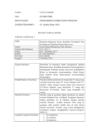 Jurnal pengaruh kepemimpinan dan disiplin kerja terhadap. Review Jurnal