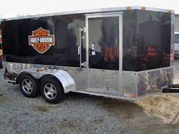7x12 New Enclosed Cargo Motorcycle Trailer With Free Harley Davidson Decals Bonaire Harley Davidson Decals Harley Davidson Motorcycle Trailer