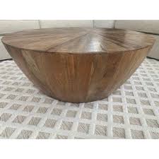 Browse by swirled drum coffee table. Sunburst Pattern Solid Wood Drum Coffee Table Mango Wood Accent Tables Loomlan India Loomlan