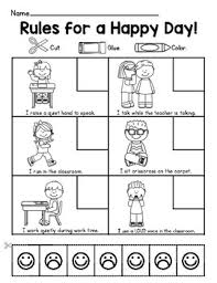 Rules For A Happy Day Classroom Behavior Worksheet School Rules Activities Classroom Behavior Kindergarten Behavior