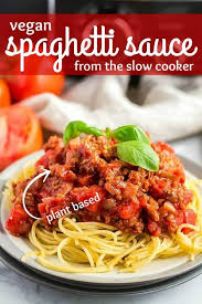 Vegan Spaghetti Sauce From The Slow Cooker Is One Of Those Recipes That The Crockpot Was Made For Low Slow Cooker Spaghetti Vegan Slow Cooker Vegan Spaghetti