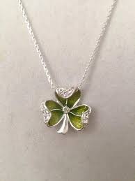 Irish Shamrock Pendant 14k White Gold Over Sterling Silver With White Topaz And Peridot On Sterling Chain White Topaz White Gold 14k White Gold