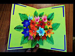Making them pop up is easily done with some extra paper and glue. Diy Flower Bouquet Pop Up Card Paper Crafts Handmade Craft Youtube Paper Crafts Diy Handmade Crafts Pop Up Flower Cards