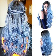 Blue ombre hair can help you stand out of the crowd and look as stunning as you always wanted. Amazon Com Royalvirgin Nature Color Dark Root Ombre Pastel Blue Heat Resistant Fiber Hair Long Nature Wave Light Blue Synthetic Full Wigs Beauty