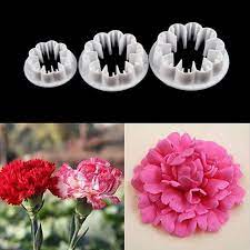 3 Pc Set Carnation Flower Sugarcraft Cutter Carnation Flower Gum Paste Flowers Fondant Flowers