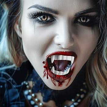 BOBISUKA Halloween Vampire Makeup Kit with White Face & Body Paint, Fake Blood, Black and Red Face Paint Crayon and Fake Teeth SFX Makeup Set for ...