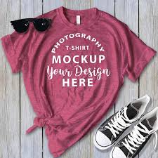 T Shirt Mockup Bella Canvas 3001 Unisex Short Sleeve Jersey T Shirt Heather Raspberryl Photography Mockup Shirt Mockup Tshirt Mockup Shirts