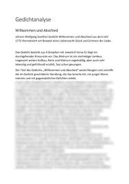 ˈjam·bus <jambus, jamben> ˈjambʊs subst m. Gedichtanalyse Von Willkommen Und Abschied Goethe Hausubung