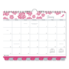 Large pink breast cancer ribbon wall calendar. Pink Ribbon Tabbed Wall Calendar By Day Timer Dtm11259 Ontimesupplies Com