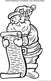 Outlined santa claus reading a long christmas wish list. Santa Claus Coloring Pages Archives Kidscanhavefun Blog