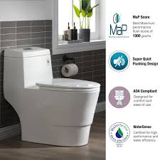 Comparitively, standard bowls measure around 14 1/2 to 15 1/2. á… Woodbridgebath T 0019 Dual Flush Elongated One Piece Toilet With Soft Closing Seat Comfort Height Water Sense High Efficiency T 0019 Rectangle Button 2 Pack Woodbridge