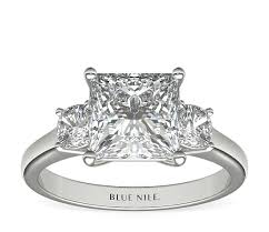 It's the first decision you should make in the process as it will determine to some extent what kind of diamond you'll need to this setting can compliment a center stone or stand alone for an impressive wedding band or stackable ring. The Gallery Collection Cushion Cut Three Stone Diamond Engagement Ring In Platinum 3 8 Ct Tw Blue Nile