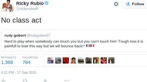 Rubio is excited about how he'll fit in with the jazz, especially with center rudy gobert. Rudy Gobert Ricky Rubio Trade Twitter Barbs After Spain France Game Sbnation Com