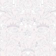 Cartoon white daisy flowers isolated on a bluish background. Toile Wallpaper French Inspired Styles Burke Decor