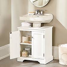 Amazon Com Weatherby Bathroom Pedestal Sink Storage Cabinet Improvements Home Kitch Small Bathroom Storage Pedestal Sink Storage Small Apartment Bathroom