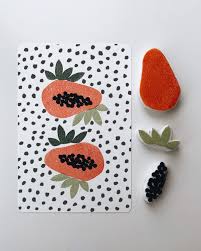 Papaya Stamp Set Tropical Fruit Stamp Papaya Stamp Logo Etsy In 2020 Fabric Stamping Handmade Stamps Diy Prints
