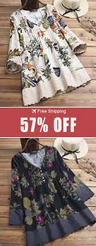 Us 24 99 57 Plus Size Elegant Floral Print V Neck 3 4 Sleeve Patchwork Blouse Women S Clothing From Clothing And Apparel On Banggood Com Comfortable Outfits Fashion Dressy Outfits