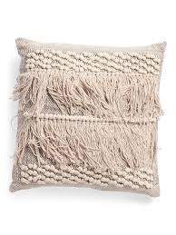 20x20 Textured Fringe Pillow Boho Marshalls Throw Pillows Beige Throw Pillows Natural Pillows