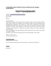 Text of contoh surat pengangkatan karyawan tetap.pdf. Contoh Surat Pemutusan Hubungan Kerja Karyawan Kontrak Contoh Seputar Surat