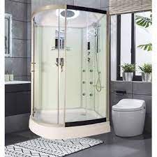 Platinum 47 2 W X 89 H Framed Round Sliding Steam Shower Corner Shower Kits Shower Kits Steam Showers