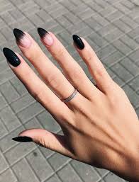 Almond Black And Red Ombre Nails Black Ombre Nails Almond Nails Designs Simple Nails Almond Nail Art
