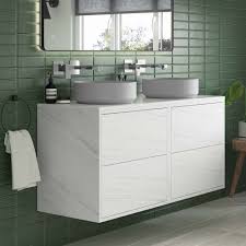Even a small bathroom can accommodate a double sinks if two basins are truly important to you; 1200mm Wall Hung Vanity Unit Ergonomic Designs