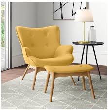 Perfect for rest or relaxation, choose a lounge chair that is a statement piece of furniture to complement your interior. Hykkon Jolene Lounge Chair And Footstool Wayfair Co Uk Yellow Lounge Chair Bedro Modern Lounge Chair Design Lounge Chair Design Living Room Chairs Modern