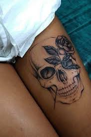 30 Stunning Skull Tattoos For Females 2020 Tattoos For Girls Skull Thigh Tattoos Thigh Tattoos Women Leg Tattoos Women
