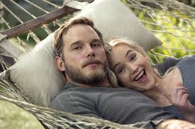 With jennifer lawrence, chris pratt, michael sheen, laurence fishburne. Image Passengers 2016 Chris Pratt Jennifer Lawrence Man Smile