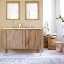 Teak Doppelwaschtisch Mit Keramikwaschbecken 120 Jill Tikamoon Schminkschrank Doppelwaschtisch Waschtisch