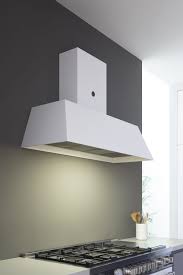 Convertible wall mount range hood in black painted stainless steel with tempered glass and push button control. Chimney Hoods Kitchen Bath Design News