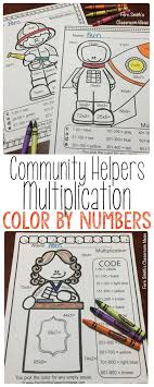 Your Students Will Adore These Five Career Themed Community Helpers Color By Numbers Two Digit By One Digi Community Helpers Math Instruction Homeschool Math