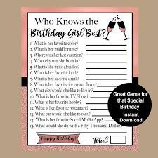 Let's embark on a journey of marriage, shall we? Who Knows The Birthday Girl Best Game 21st 25th 30th 35th Etsy 40th Birthday Games Girl Birthday Birthday Ideas For Her