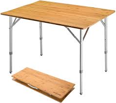 Amazon Com Kingcamp Folding Bamboo Table 3 Heights Heavy Duty 4 Person Portable Environmental Protection Anti Uv Camping Tabl Bamboo Table Camping Table Table