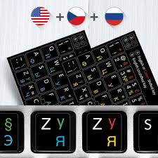 Buy uk keyboard stickers products and get the best deals at the lowest prices on ebay! Russian Czech English Ukrainian Alphabets Non Transparent Multilingual Keyboard Stickers On Black Background