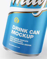 Metallic Drink Can W Matte Finish Mockup In Can Mockups On Yellow Images Object Mockups