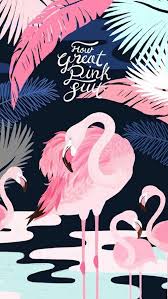 Flamingo Wallpaper Lukisan Flamingo Ilustrasi Poster Abstrak