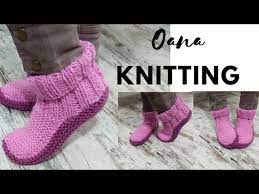 Checkerboard knit slippers boots pattern s m l. Slippers Knitted By Oana Youtube