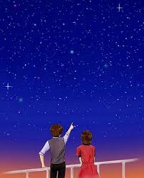 Shooting stars by cherubchan on deviantart. Couple Looking At Sky Cartoon Illustration Via Www Facebook Com Gleamofdreams Sky Art Sky Painting Couple Cartoon