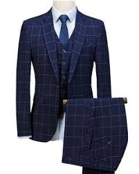 Like a black suit, a navy blue suit is an essential weapon in your formalwear arsenal. 2020 Navy Blue 3 Pieces Mens Suits Plaid Slim Fit Wedding Suits Groom Classbydress
