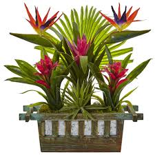Bird Of Paradise Plant For Sale Home Depot Nearly Natural Indoor Birds Of Paradise And Bromeliad In Planter 6306 The Home Depot Artificial Birds Artificial Plants Indoor Artificial Plants
