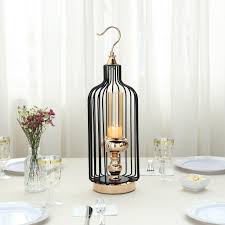 19 Tall Gold Black Bird Cage Metal Hanging Candle Holder Centerpiece With Glass Cylinder Tube Hanging Candle Holder Bird Cage Candle Bird Cage Candle Holder
