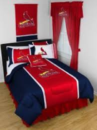 St Louis Cardinals Bedding In Official Team Colors Of Red And Blue With Logo For The Die Hard Mlb St Louis Ca Sports Bedding Full Bedding Sets Red Bedding Sets