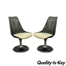 Pair Of Vintage Chromcraft Smoked Lucite Swivel Dining Chairs Mid Century Modern Midce Swivel Dining Chairs Mid Century Modern Chair Mid Century Dining Chairs