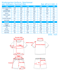 Kindergarten Uniform Size Chart