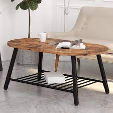 Add style to your home, with pieces that add to your decor while providing hidden storage. Ironck Industrial Oval Coffee Tables For Living Room 2 Tier Tea Table With Storage Shelf Easy Assembly Rustic Home Decor Buy Online In Antigua And Barbuda At Antigua Desertcart Com Productid 201890593