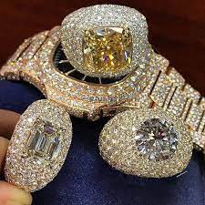 Full Iced Out Patek Watch And 3 Bust Down Rings Yes Or No For That Combo Joyas Joyeria